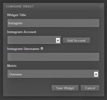 Screenshot for configuring a widget at Cyfe dashboard