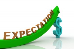 How to Take Massive Action to build a Massive Income 3D Render Business Graph with expectation word on the graph and dollar sign below